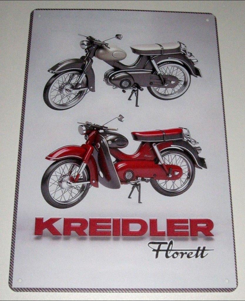 KREIDLER : Metalen Bord Oldtimer Kreidler Florett Brommer, Verzenden, Nieuw, Reclamebord