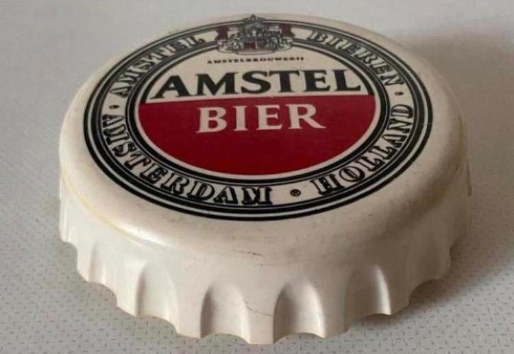 6 Bierviltjes van Amstel Bier opgebrogen in kroonkurk model., Verzamelen, Ophalen of Verzenden, Zo goed als nieuw, Gebruiksvoorwerp