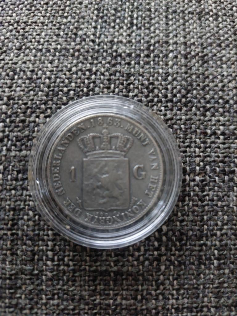 Zilveren gulden 1863 Koning Willem III, Postzegels en Munten, Munten | Nederland, Ophalen of Verzenden