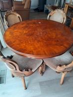 Mahoniehouten tafel met inlegblad en bijpassende stoelen, Ophalen