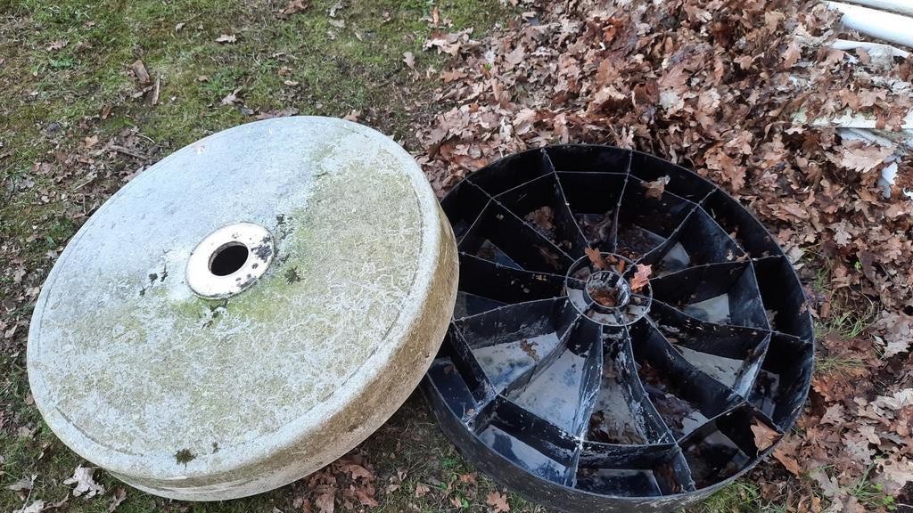 GRATIS - Parasolvoet, diameter 85 cm, parasol ook aanwezig, Ophalen of Verzenden, Gebruikt, Minder dan 1 meter, Parasolvoet