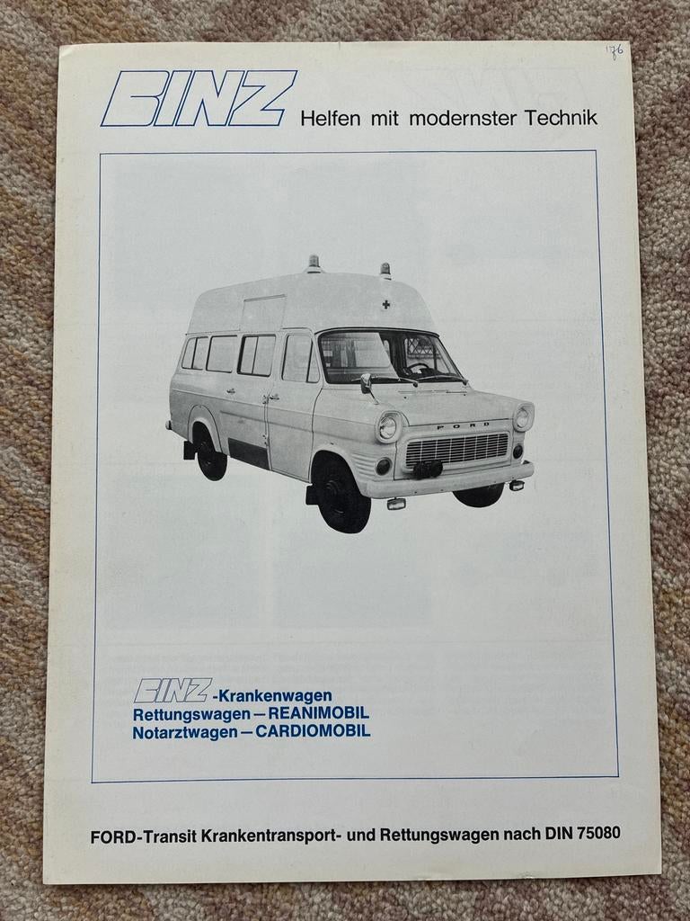 Ford Transit Binz Ambulance brochure, Boeken, Ophalen of Verzenden, Gelezen, Ford