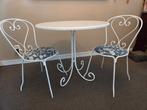 Franse bistroset tafel met 2 stoeltjes gietijzer wit, Ophalen, Zo goed als nieuw, Rond, Metaal