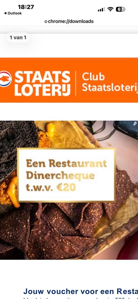 Een restaurant 20 euro, Twee personen, Cadeaubon