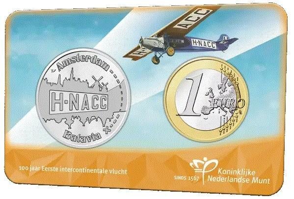 1 Euro Nederland 2023 - 1e Intercontinentale Vlucht Coincard, Verzenden, Overige landen, 1 euro, Losse munt