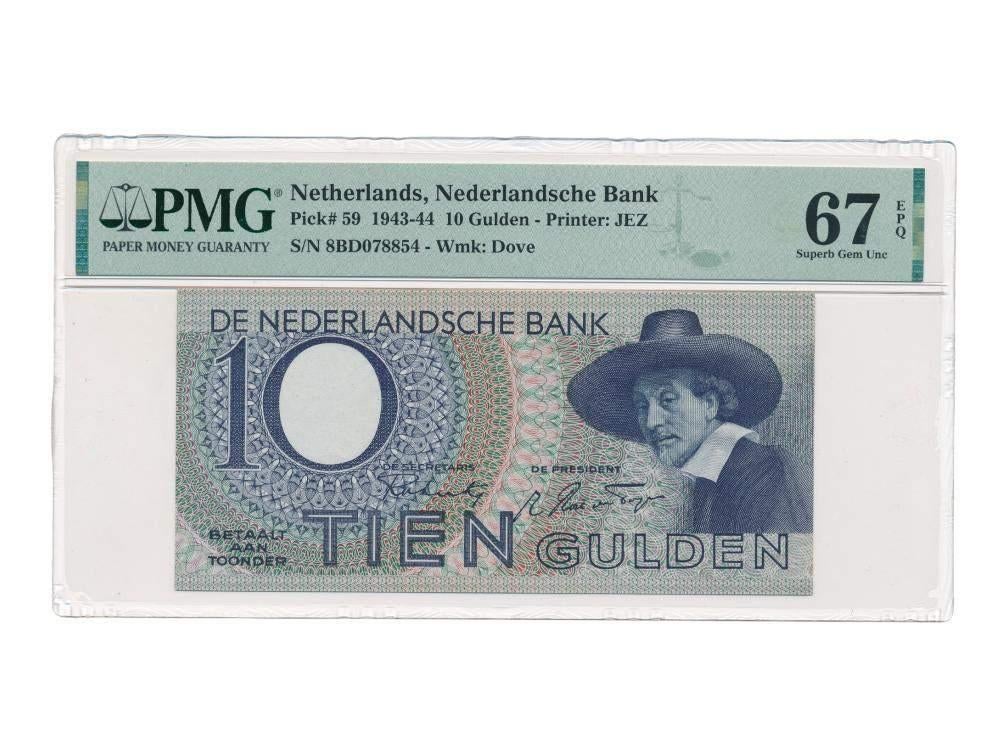 Nederland 10 Gulden 1943 Staalmeester PMG67 EPQ