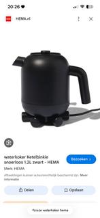 HEMA Ketelbinkie waterkoker snoerloos 1.2L zwart, Witgoed en Apparatuur, Waterkokers, 1 tot 2 liter, Ophalen of Verzenden, Zo goed als nieuw
