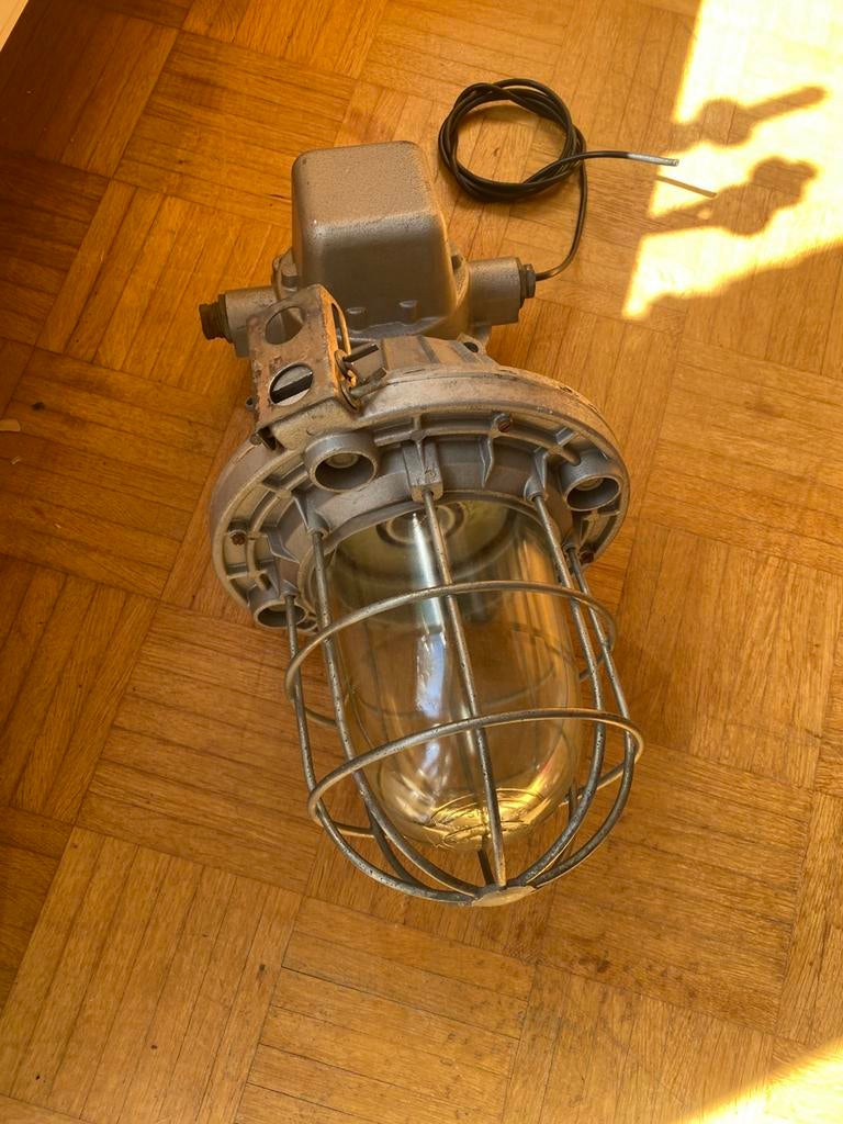 Originele zware industriële vintage fabriek lamp, Ophalen of Verzenden