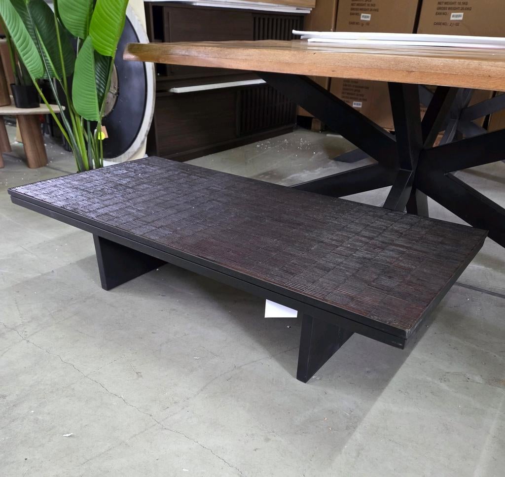 Salontafel Grooves Gevernist Teakhout 130 x 65 cm Ethnicraft, Ophalen