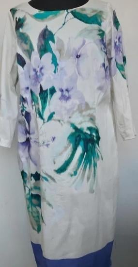 Jurk creme blauw 40/42, Galajurk, Overige kleuren, Maat 42/44 (L), Nieuw