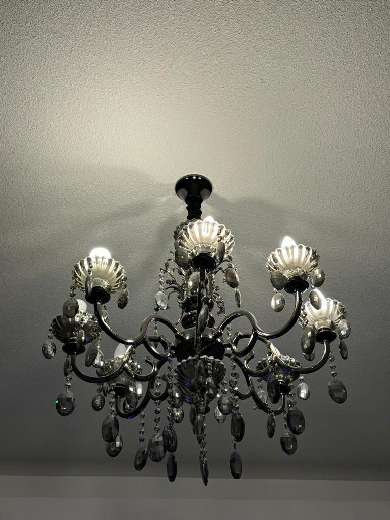 Kroonluchter met kristallen, Ophalen, Gebruikt, Metaal