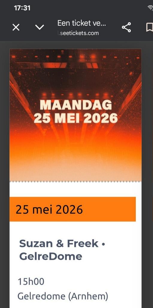 Gelredome Suzan& Freek 2  kaartjes luxe zitplaatsen, Twee personen