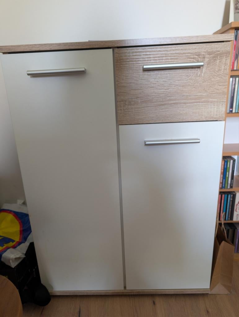 Kastje wit/houtlook - 60x35x84 cm - Zo goed als nieuw, Ophalen of Verzenden, Zo goed als nieuw