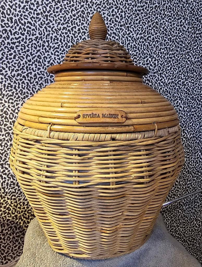 RIVIERA MAISON; RUSTIC RATTAN GINGER POT ZGAN, Ophalen, Zo goed als nieuw, Rond, Riet