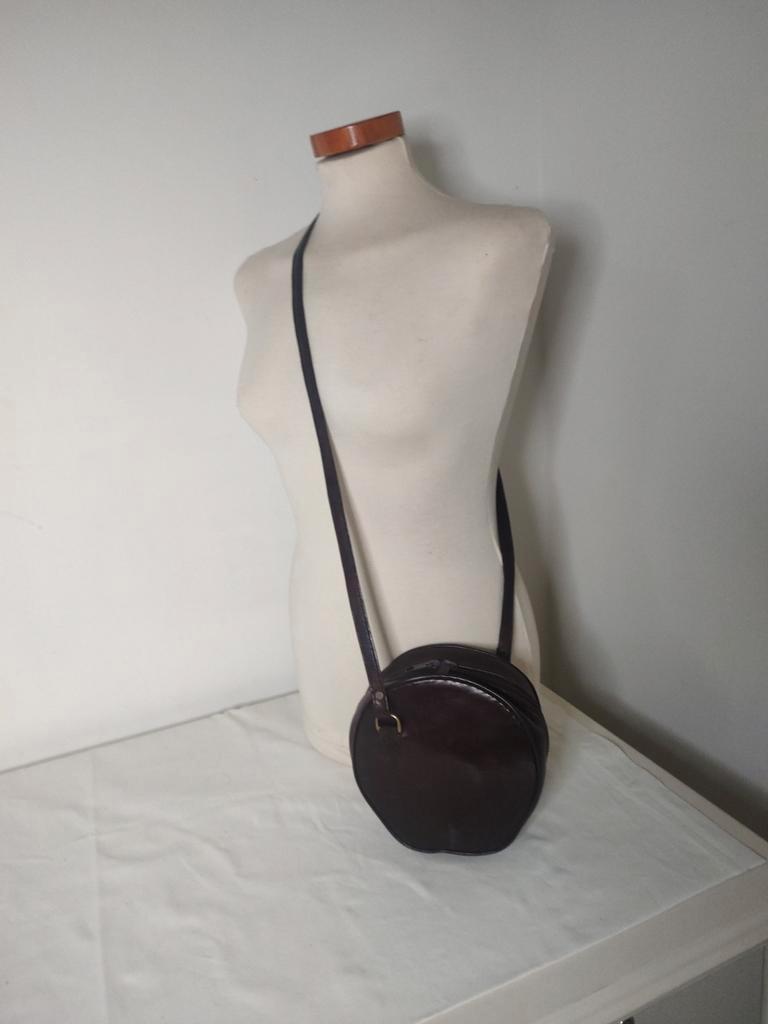 K643 BOSBOOM bruin lederen schoudertas, 2e hands, Gebruikt, Bruin, Schoudertasje