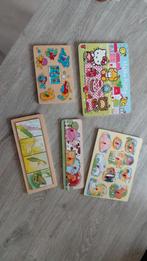 Houten puzzels stukjes en knopjes kikker Hello Kitty, Ophalen of Verzenden, Minder dan 10 stukjes, Gebruikt