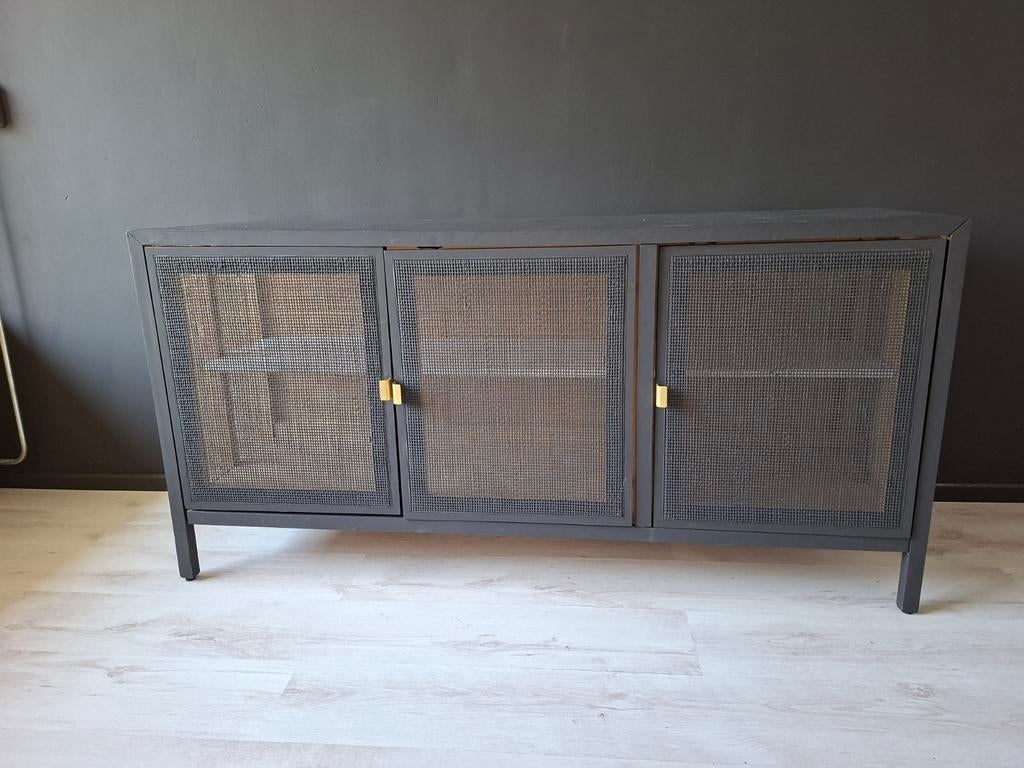 Zwart webbing dressoir, Huis en Inrichting, Kasten | Dressoirs, Ophalen of Verzenden, 25 tot 50 cm