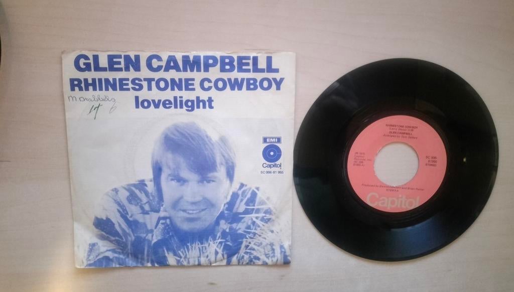 Glenn Campbell - Rhinestone cowboy / Lovelight, Cd's en Dvd's, Vinyl Singles, Gebruikt, 7 inch, Single, Ophalen of Verzenden