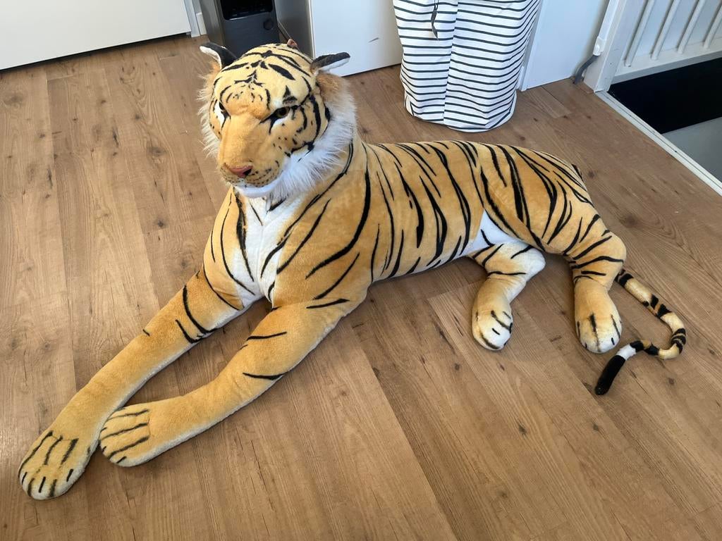 Grote Tijger Knuffel - 1 meter breed, 70 cm hoog, Ophalen, Zo goed als nieuw, Tijger, Groot (groter dan 80 cm)
