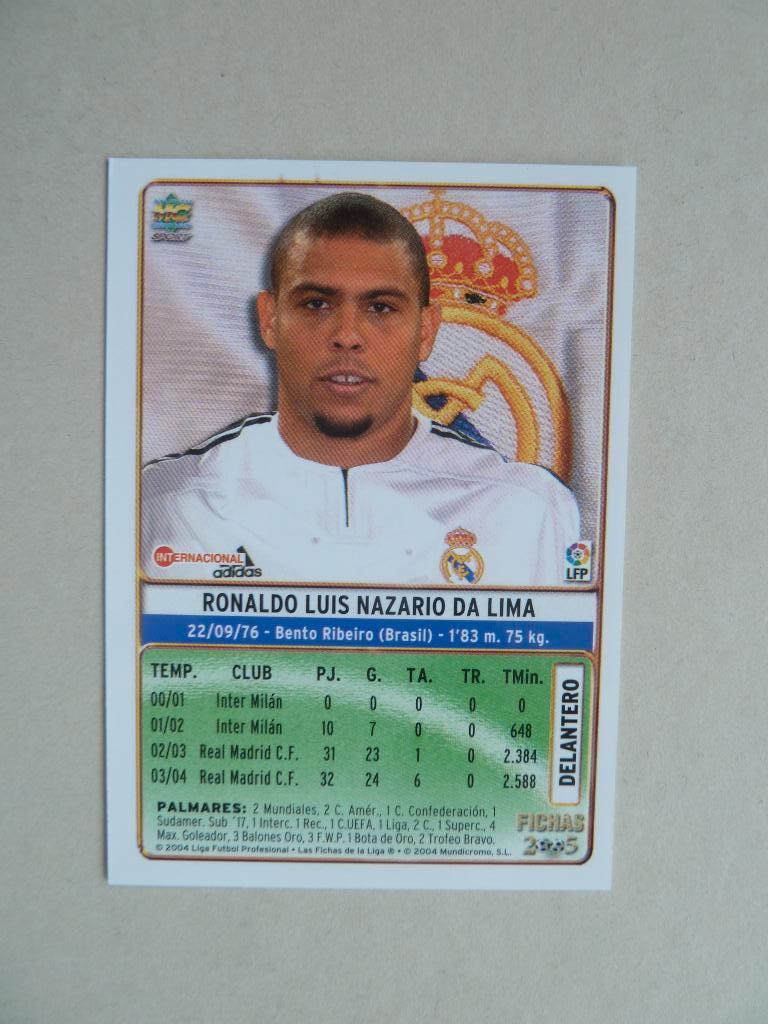 Spaanse card Liga 2005  Ronaldo Luis Nazario  Real Madrid, Verzamelen, Sportartikelen en Voetbal, Ophalen of Verzenden, Zo goed als nieuw