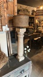 Baluster lamp met leem kap, Ophalen of Verzenden