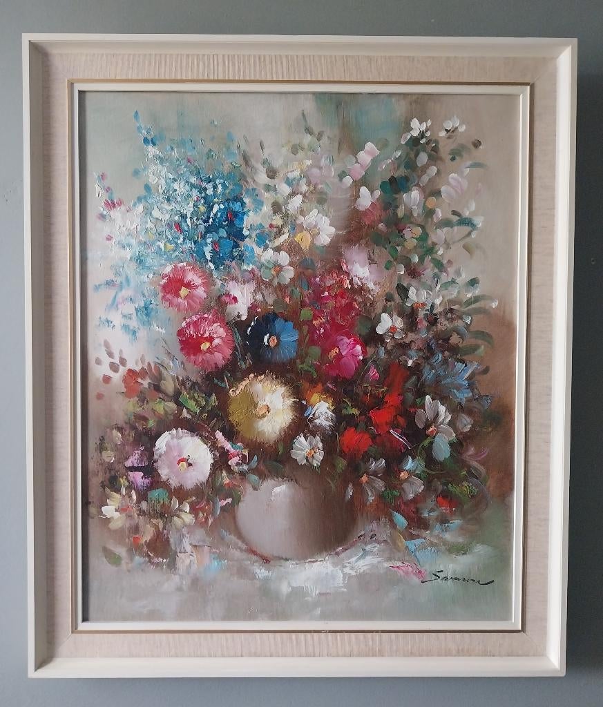 Eddy Samson (1914-1981) - Stilleven bloemen - 1970, Ophalen of Verzenden