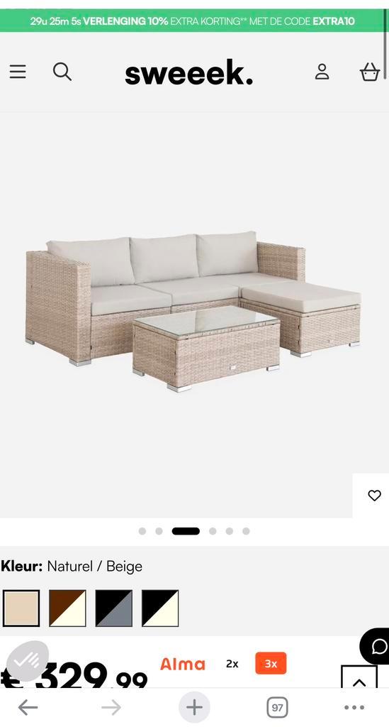 Nieuwe Loungeset 4 personen incl. tafel en kussens, Tuin en Terras, Tuinsets en Loungesets, Nieuw, Loungeset, Wicker, 4 zitplaatsen