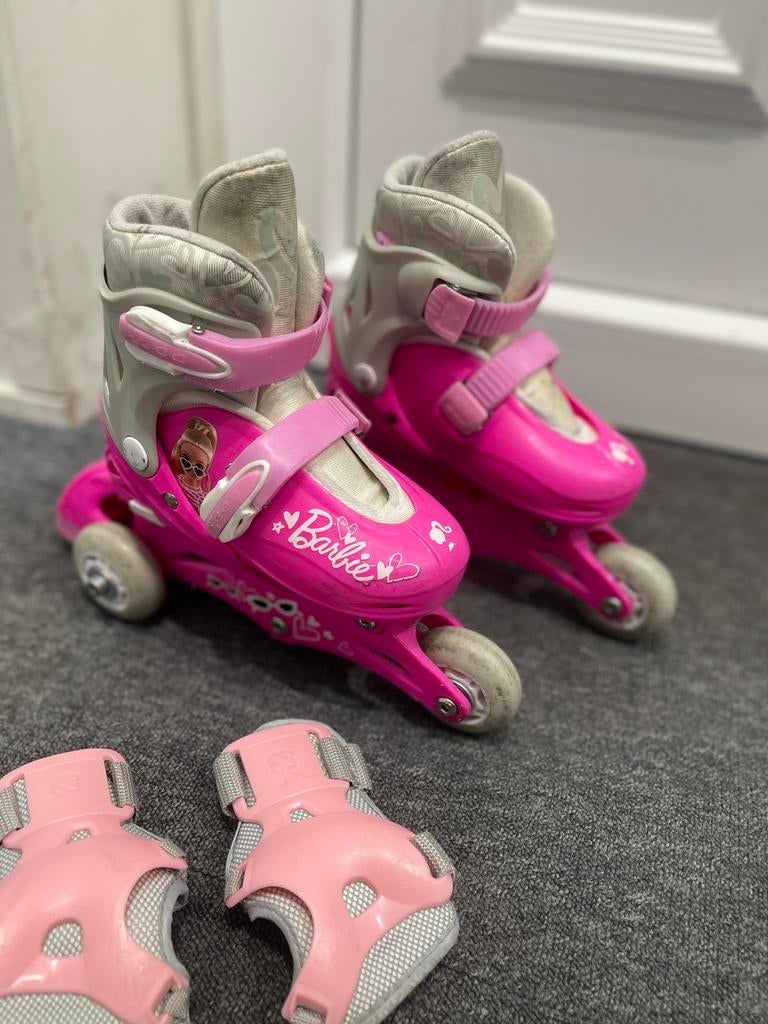 Barbie verstelbare skeelers – 2-in-1 wielstand maat 27-30, Ophalen, Verstelbaar, Zo goed als nieuw, Kinderen
