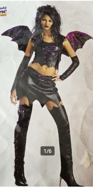 7 delig Wetlook Maanlicht Vleermuis outfit mt L, Carnaval, Maat 42/44 (L), Nieuw, Ophalen of Verzenden
