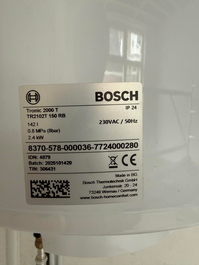 Bosch Tronic 2000T elektrische boiler 142L, Ophalen, Gebruikt, 100 liter of meer, Boiler