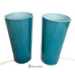 2 Vintage tafellampen dikke glazen bekers lamp - blauw, Ophalen of Verzenden, Zo goed als nieuw, Overige materialen, Minder dan 50 cm