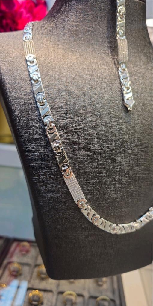 Prachtige Valentino zilveren 925 ketting Italië, Ophalen of Verzenden, Nieuw, Goud, Zilver