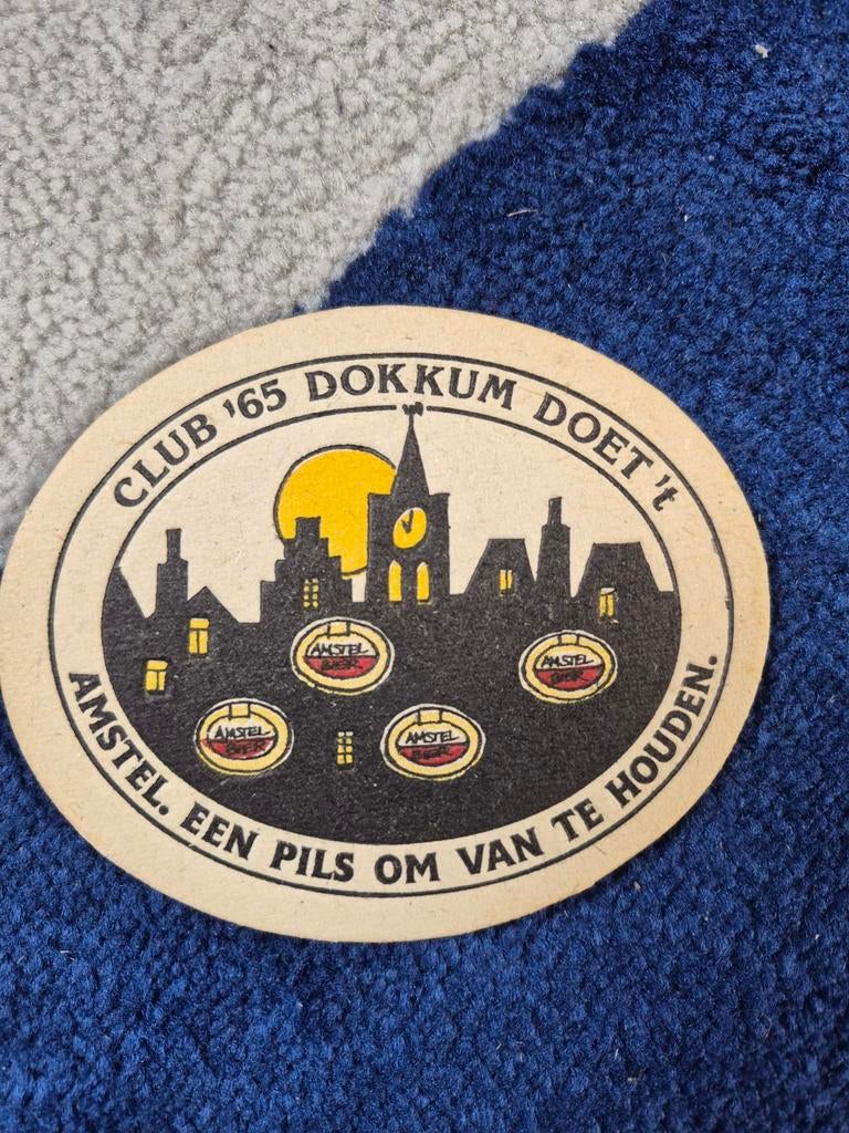 Amstel bierviltje - Club '65 Dokkum Doet 't, Verzamelen, Ophalen of Verzenden, Gebruikt, Viltje(s), Amstel