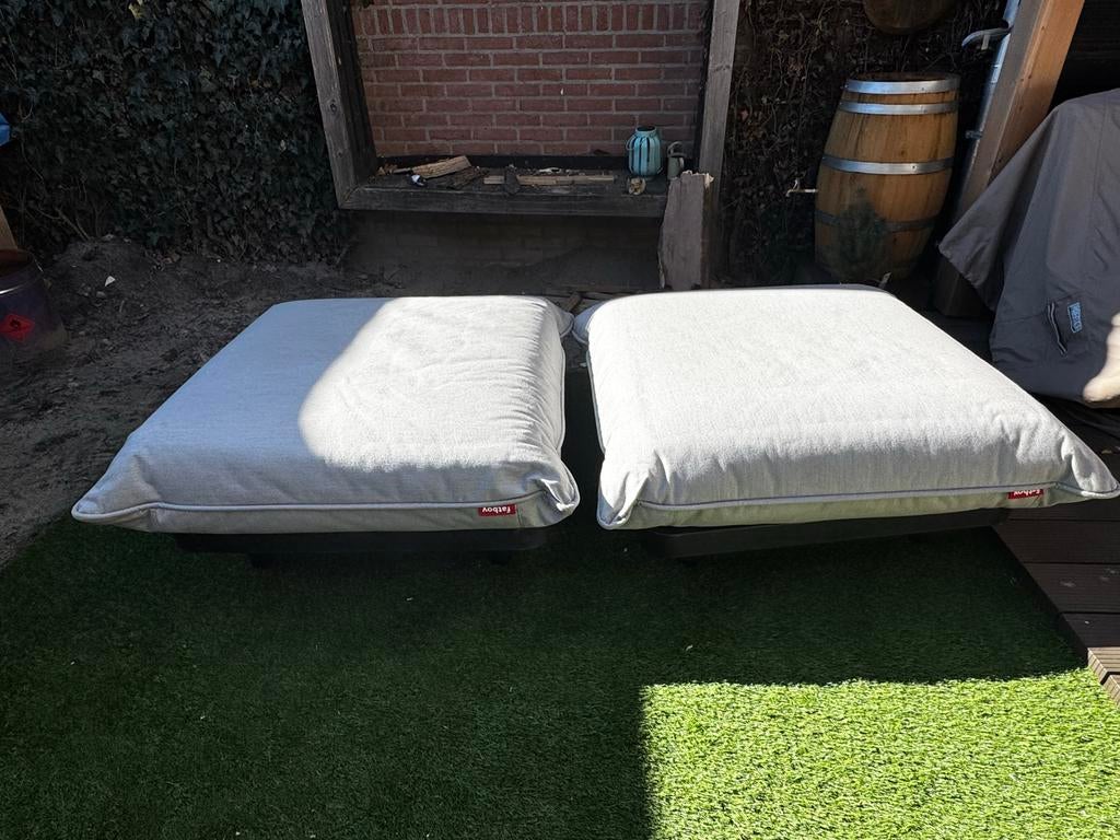 2x Fatboy Paletti Hocker grijs, Tuin en Terras, Tuinmeubel-accessoires, Zo goed als nieuw, Ophalen