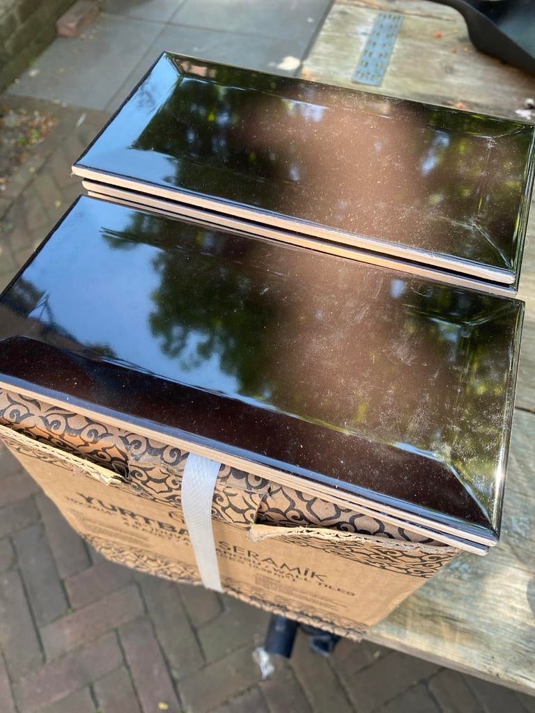 Zwarte metrotegels 10x20 cm - ca. 1m2 (53 stuks), Ophalen, Nieuw, Minder dan 20 cm, 20 tot 40 cm