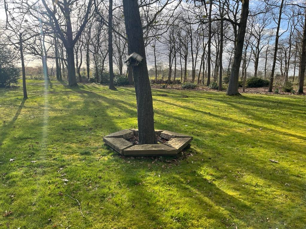 Zandstenen boombankje 6-delig, Tuin en Terras, Ophalen, Gebruikt