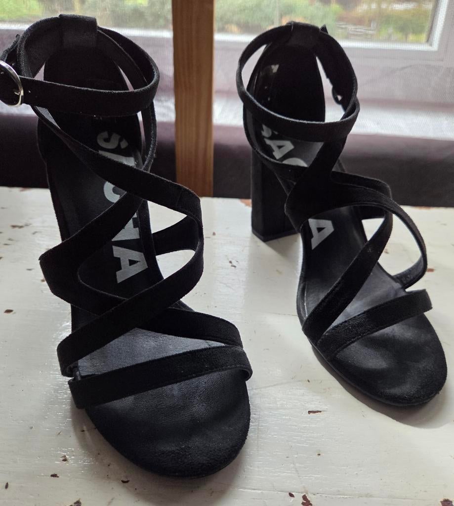 Sacha zwarte open muiltjes maat 38,, Zwart, Zo goed als nieuw, Sacha, Sandalen of Muiltjes