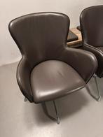 grijze leren eetkamerstoel(en) | Hulshoff, Ophalen, Gebruikt, Grijs, Leer