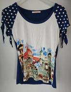 blauwe T-shirt met print, Blauw, Maat 42/44 (L), Ophalen of Verzenden, Korte mouw