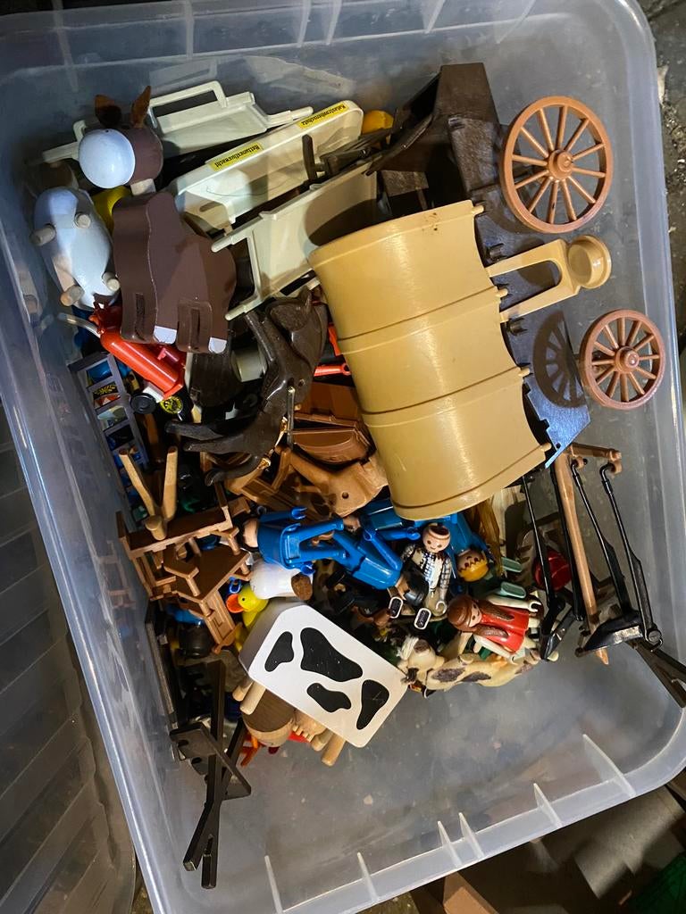 Bak vol oude playmobil speelgoed retro, Ophalen of Verzenden, Zo goed als nieuw, Duplo