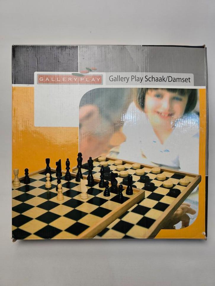 # Gallery Play Schaak/Damset - Klassiek Bordspel, Hobby en Vrije tijd, Denksport en Puzzels, Gebruikt, Schaken, Minder dan 500 stukjes