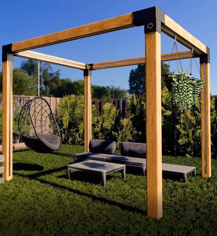 pergola douglas3x3 meter overkapping carpool bouwparketten, Tuin en Terras, Overkappingen, Nieuw, Tuinpaviljoen, Ophalen
