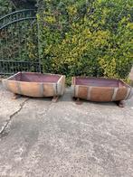 Bloembak van half wijnvat, Rond, Ophalen of Verzenden, 60 tot 100 cm, Hout