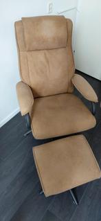 Comfortabele fauteuil met krukje, Ophalen, Gebruikt, 75 tot 100 cm, Stof