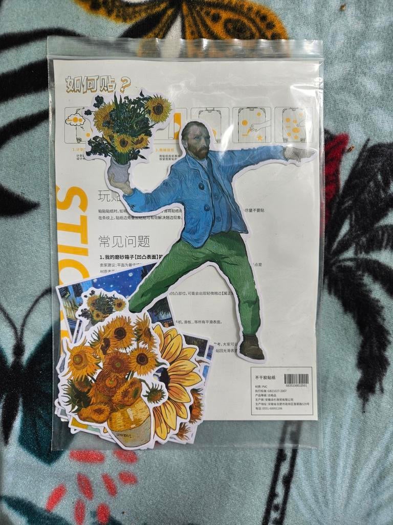 Van Gogh Zonnebloemen Stickers Set - Kunst Stickers, Ophalen of Verzenden