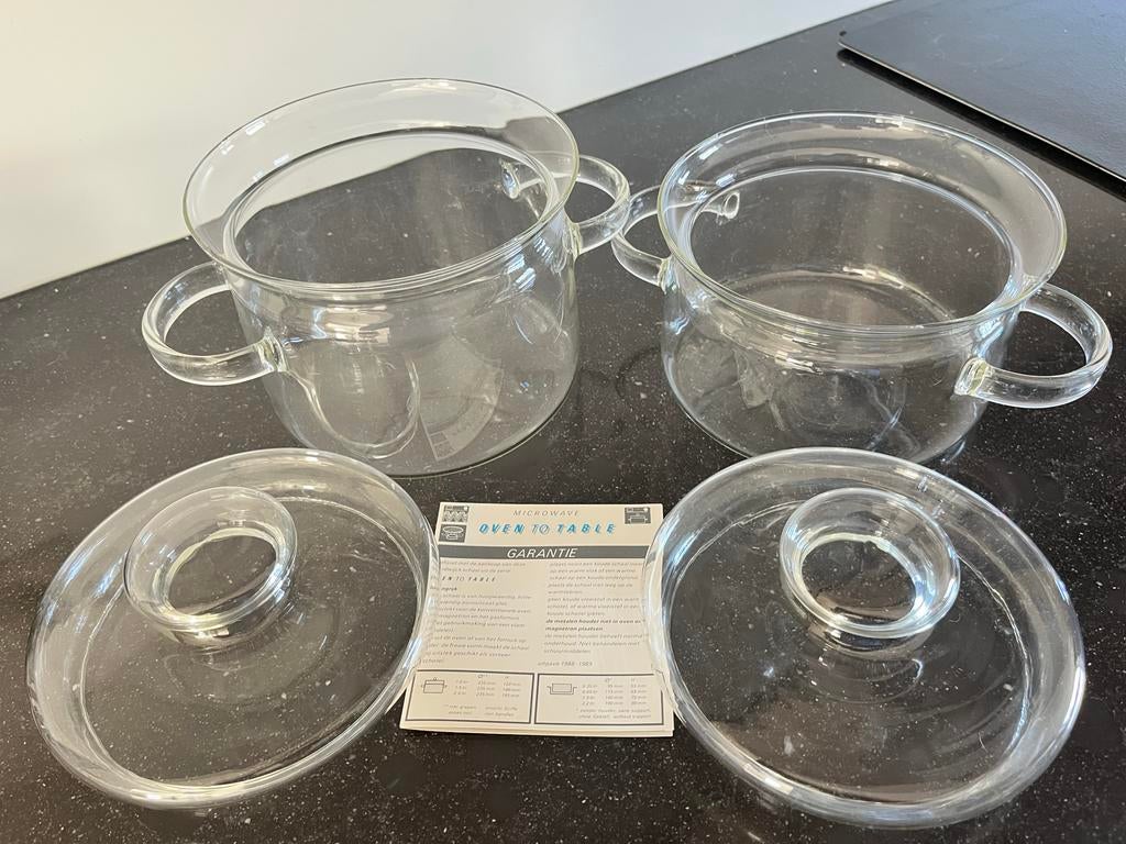 Glazen oven/magnetronschalen met deksels - 2 stuks, Ophalen, Nieuw