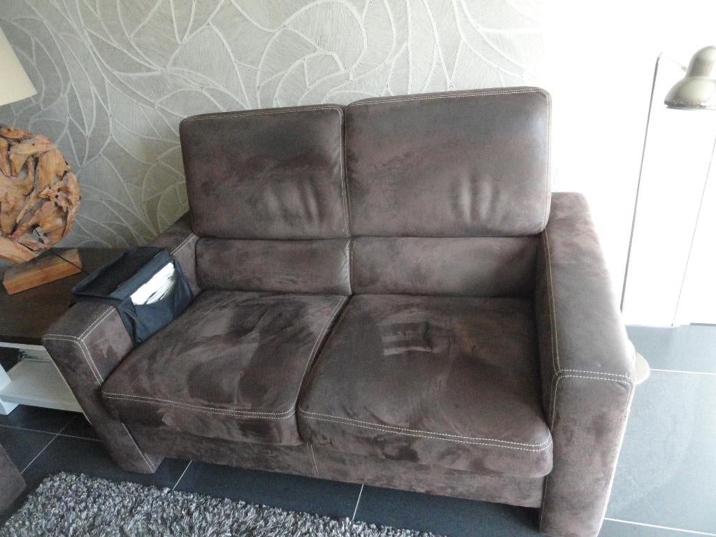 BANKSTEL 2 ZITS MICROLEDER, Huis en Inrichting, Banken | Bankstellen, Gebruikt, Tweepersoons, 75 tot 100 cm, Ophalen of Verzenden