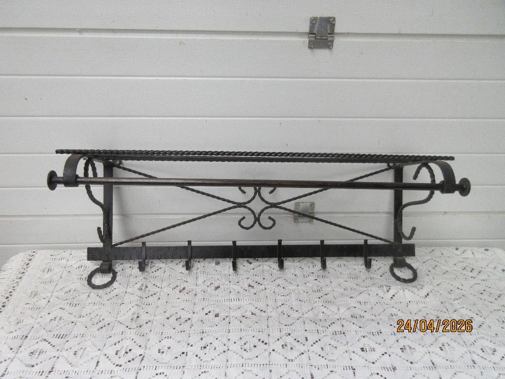 kapstok van smeedijzer met bijpassende spiegel, Gebruikt, Minder dan 100 cm, Metaal, Ophalen