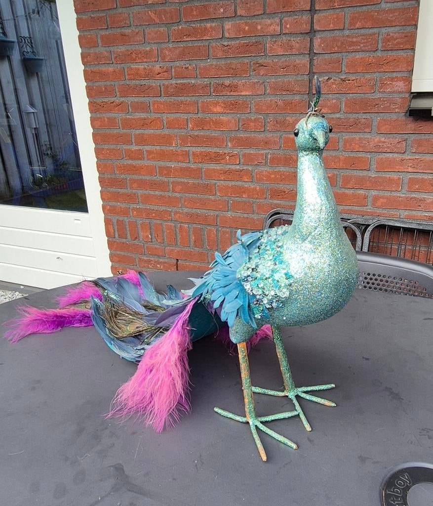 Decoratieve pauw met glitter en veren, Huis en Inrichting, Ophalen
