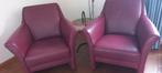Leren bank met 2 fauteuils, Huis en Inrichting, Ophalen, Gebruikt, 75 tot 100 cm, 75 tot 100 cm